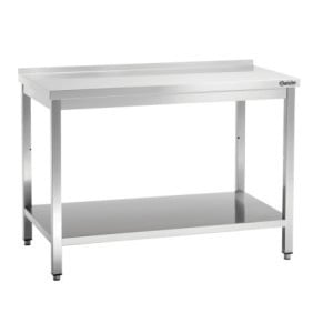 Tavolo da Lavoro in Acciaio Inox con Ripiano Inferiore e Alzatina - P 700 mm - L 1400 mm - Bartscher