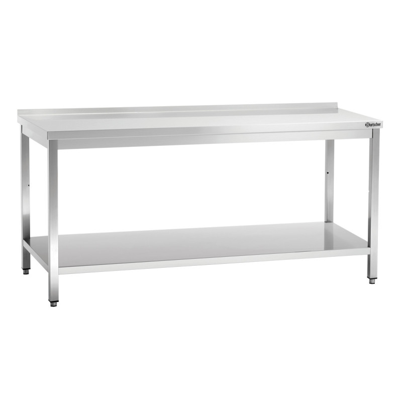Tavolo da Lavoro in Acciaio Inox con Ripiano Inferiore e Alzatina - P 700 mm - L 1800 mm - Bartscher