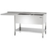 Lavello a 2 Vasche con Passaggio Lavastoviglie, Alzatina e Ripiano Inferiore - L 1800 x P 700 mm - Bartscher