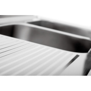 Lavello a 2 Vasche con Passaggio Lavastoviglie, Alzatina e Ripiano Inferiore - L 1800 x P 700 mm - Bartscher