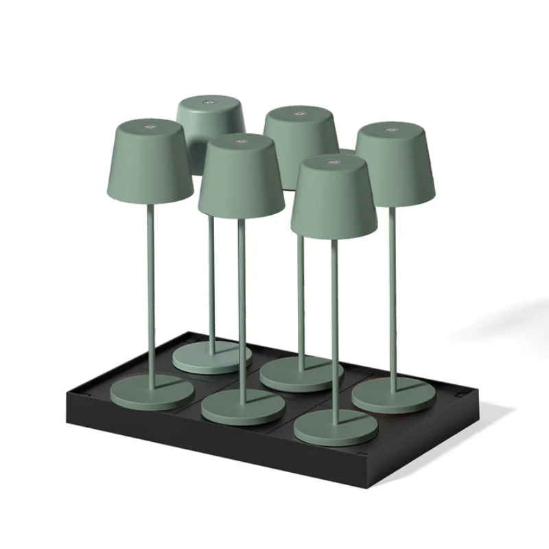 Lampada da Tavolo Touch LED Kelly Olive con Piatto di Ricarica - Set di 6 - Lumisky