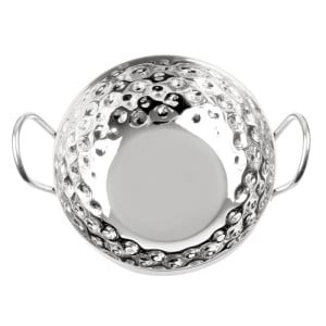 Piatto Kadai Martellato in Acciaio Inox Presentazione Tavolo 150 mm - Gastronoble