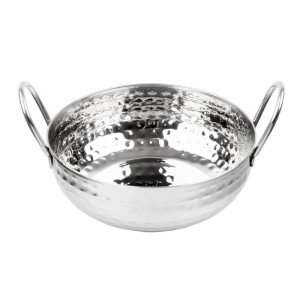 Piatto Kadai Martellato in Acciaio Inox Presentazione da Tavola 170 mm - Gastronoble