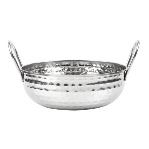 Piatto Kadai Martellato in Acciaio Inox Presentazione Tavolo 200 mm - Gastronoble