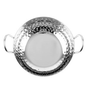 Piatto Kadai Martellato in Acciaio Inox Presentazione Tavolo 200 mm - Gastronoble