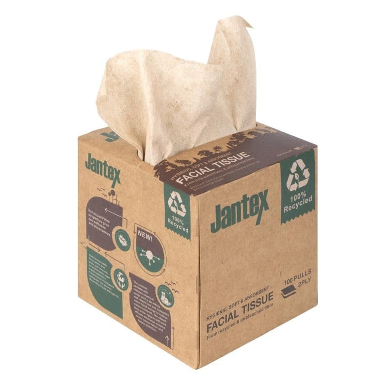 Cubo di Fazzoletti Riciclati 100 Fogli - Confezione da 36 - Jantex