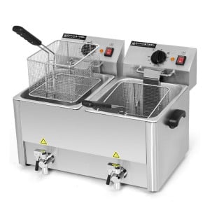 Friggitrice Professionale 2 x 8 L con Scarico - Dynasteel