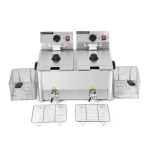 Friggitrice Professionale 2 x 8 L con Scarico - Dynasteel