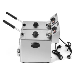 Friggitrice Professionale 2 x 8 L con Scarico - Dynasteel