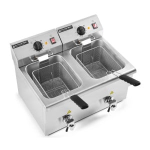 Friggitrice Professionale 2 x 8 L con Scarico - Dynasteel