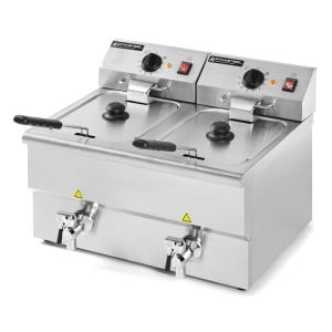 Friggitrice Professionale 2 x 8 L con Scarico - Dynasteel