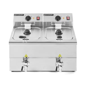 Friggitrice Professionale 2 x 8 L con Scarico - Dynasteel