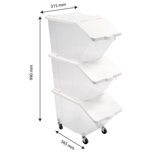 Set di 3 Contenitori per Ingredienti 30L + Coperchi + 4 Ruote