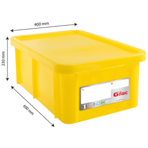 Vasca Rettangolare 35 L + Coperchio Giallo HACCP