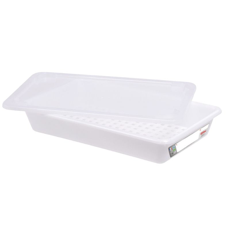 HACCP Flat Tray with Lid and Grid - 5 L - White - Gilac