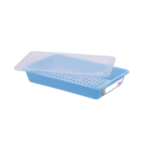 Vaschetta Piatta HACCP con Coperchio e Griglia - 5 L - Blu - Gilac