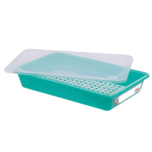 Vaschetta Piatta HACCP con Coperchio e Griglia - 5 L - Verde - Gilac