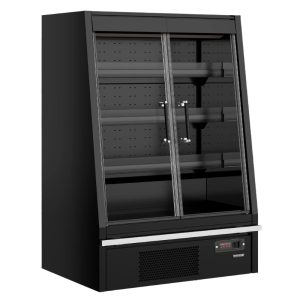 Vetrina Refrigerata Bassa Supermercato con 2 Porte Nere - 270 L