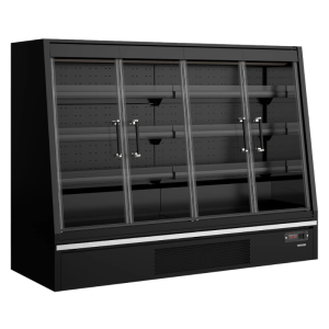 Low Refrigerated Display Case Supermarket with 4 Black Doors - 540 L