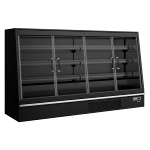 Vetrina Refrigerata Bassa Supermercato con 4 Porte Nera - 720 L