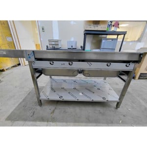 Lavello a 2 Vasche con Passaggio Lavastoviglie e Scolapiatti a Destra - 2000 x 700 mm