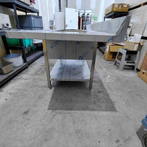 Plonge 2 Bacs avec Passage Lave-Vaisselle et Egouttoir à Droite - 2000 x 700 mm