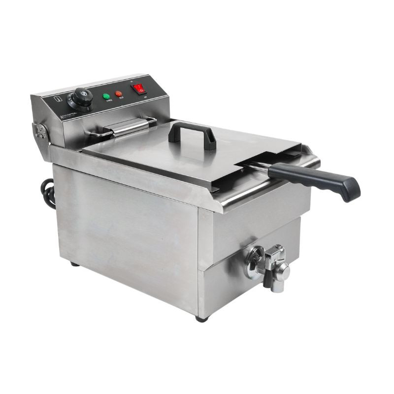 Friggitrice Professionale 13L con Scarico in Acciaio Inox - Dynasteel
