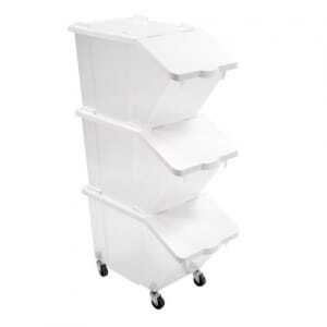 Set di 3 Contenitori per Ingredienti 30L + Coperchi + 4 Ruote