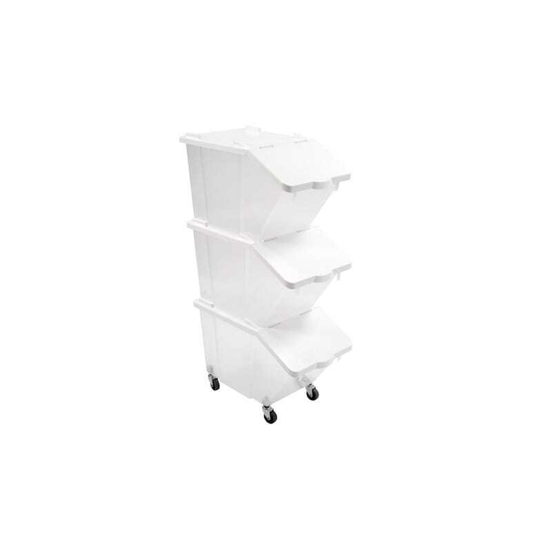 Set di 3 Contenitori per Ingredienti 30L + Coperchi + 4 Ruote