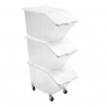 Set di 3 Contenitori per Ingredienti 30L + Coperchi + 4 Ruote