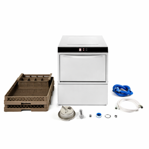 Lavastoviglie Professionale con Dosatore di Liquido di Risciacquo e Detergente e Pompa di Scarico - 50 x 50 cm - Dynasteel