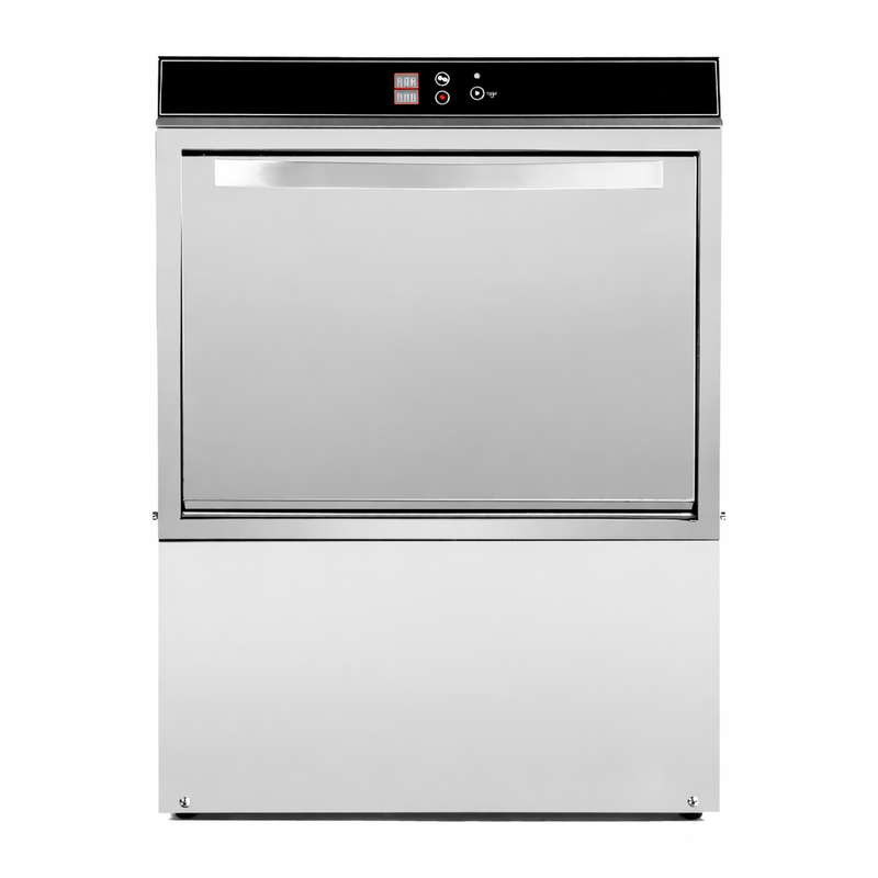 Lavastoviglie Professionale con Dosatore di Liquido di Risciacquo e Detergente e Pompa di Scarico - 50 x 50 cm - Dynasteel