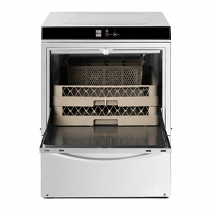 Lavastoviglie Professionale con Dosatore di Liquido di Risciacquo e Detergente e Pompa di Scarico - 50 x 50 cm - Dynasteel