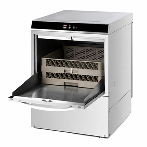 Lavastoviglie Professionale con Dosatore di Liquido di Risciacquo e Detergente e Pompa di Scarico - 50 x 50 cm - Dynasteel