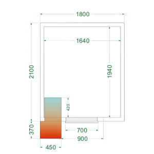 Cella frigorifera positiva - 1800x2100 TEFCOLD: stoccaggio efficiente e pratico, ideale per ristoranti e negozi