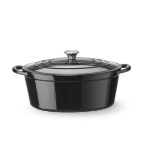 Cocotte in Ghisa Smaltata Ovale Nera - 6,88 L - HENDI