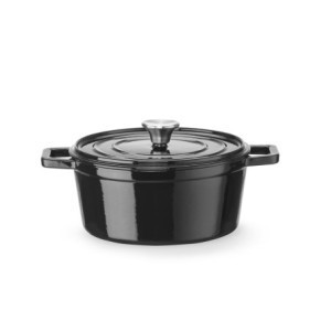 Cocotte in Ghisa Smaltata Rotonda Nera - 3,7 L - HENDI