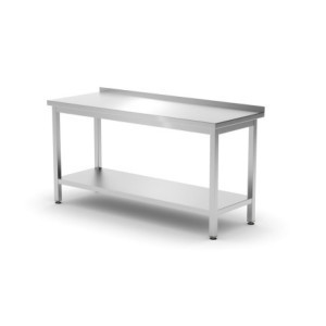 Tavolo a Muro Profi Line con Ripiano - L 1600 x P 600 mm - HENDI