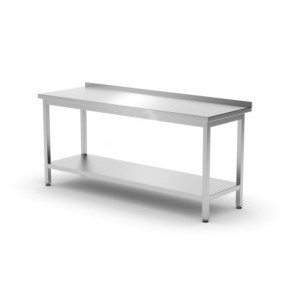 Tavolo a Muro Profi Line con Ripiano - L 1800 x P 600 mm - HENDI