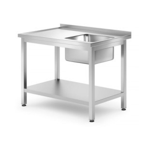 Vasca a Destra Profi Line con Ripiano - P 700 x L 1000 mm - HENDI
