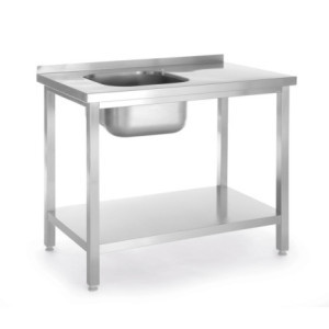 Lavello 1 Vasca a Sinistra Kitchen Line con Ripiano - P 600 x L 800 mm - HENDI