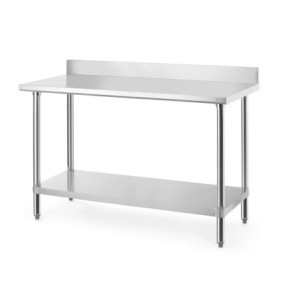 Tavolo da Lavoro con Alzatina e Scaffale - L 1400 mm - HENDI