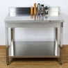 Table Inox 1400x700 mm Dosseret et Étagère Basse