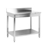 Tavolo Inox 1600x700 mm Alzatina e Ripiano Basso