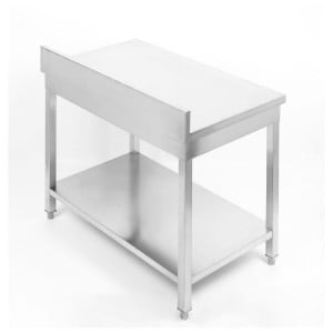 Tavolo Inox 1600x600 mm Alzatina e Ripiano Basso