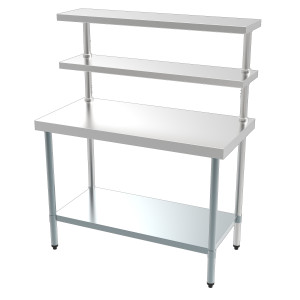 Tavolo Inox con Ripiano Inferiore e 2 Ripiani Superiori – 1800 x 600 mm - CombiSteel