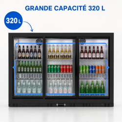 Retrobar Refrigerato 320 L 3 Porte Vetrate Scorrevoli