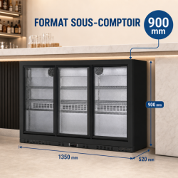 Retrobar Refrigerato 320 L 3 Porte Vetrate Scorrevoli