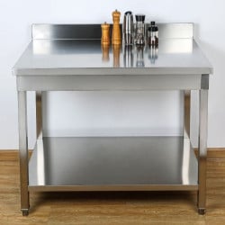 Tavolo Inox 1400x700 mm Alzatina e Ripiano Basso