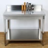 Tavolo Inox 1400x700 mm Alzatina e Ripiano Basso